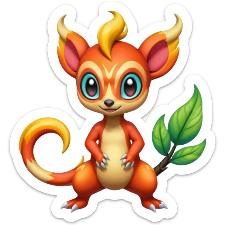 Colorful Exotic Meloetta-Chimchar-Virizion-Venom-Stitch-Fakémon-creature-hybrid sticker