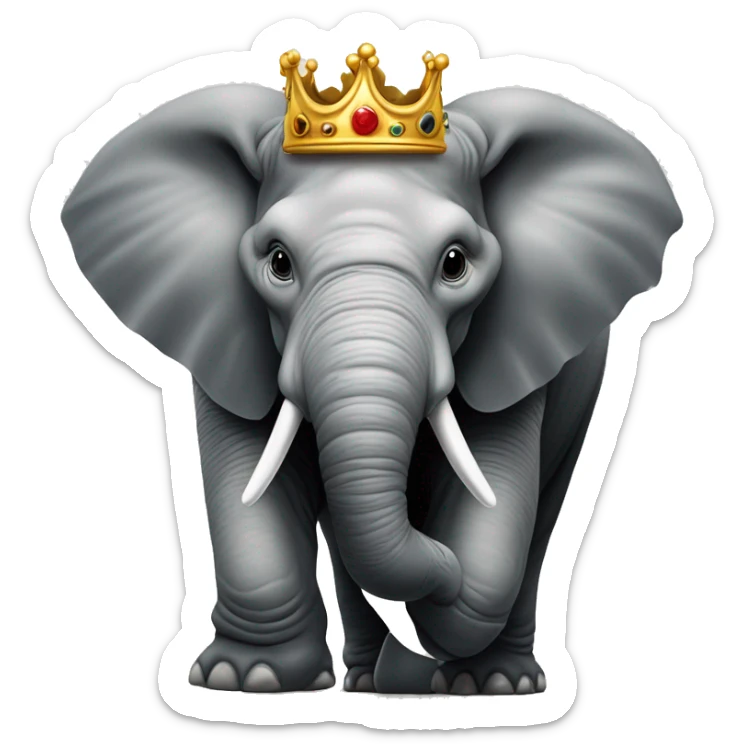 Rhinocéros portant une couronne d’empereur et une trompe d’éléphant  sticker