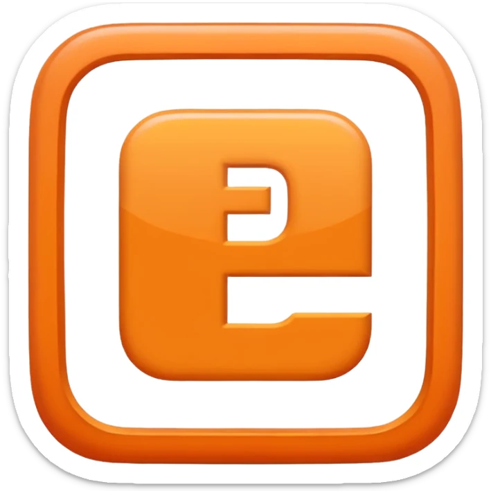 make me an emoji of a orange square with a white E in the center large E must have times new roman font sticker