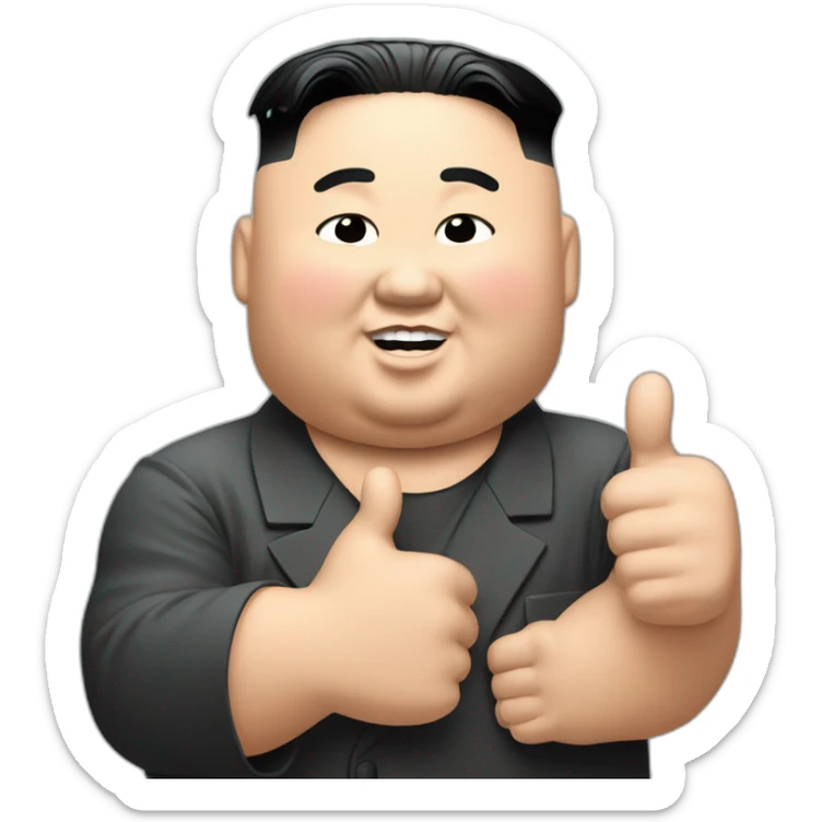 super fat Kim jong un with A Nike LOGO and thumbs up sticker