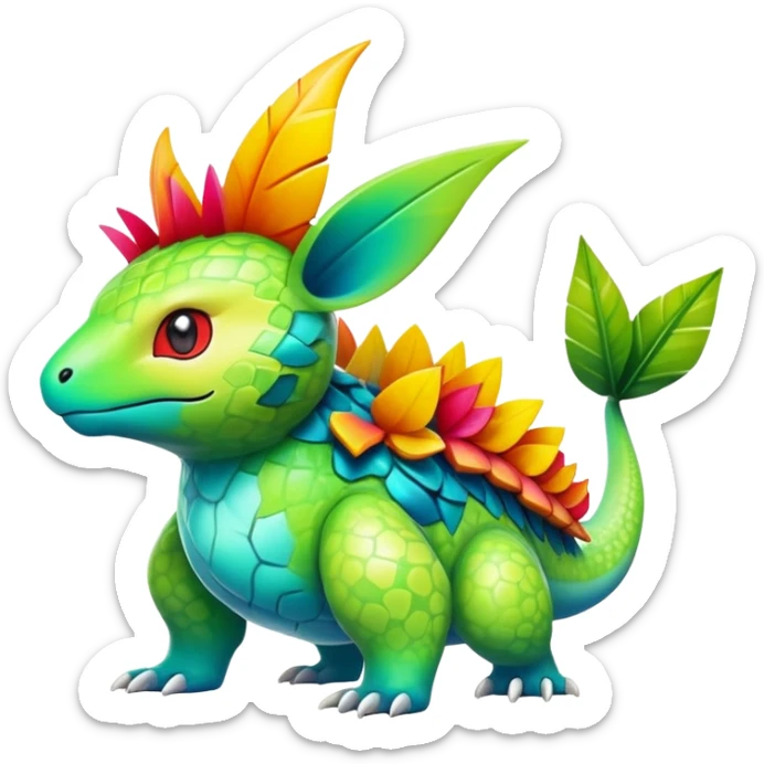 Colorful Exotic Tropical Pokémon-Fakémon-hybrid-creature (full body) sticker
