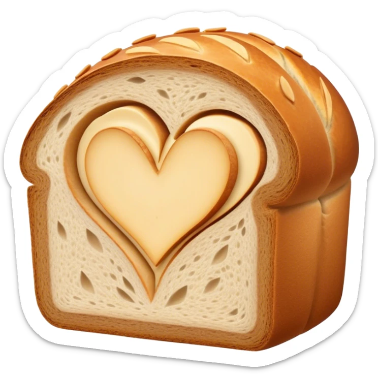 Oval sourdough loaf with heart designs cut on top of it sticker