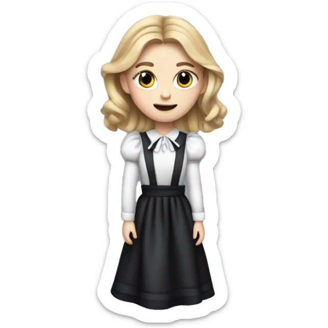 Chloe grace moretz wearing a maid dress, with a duster in her hand sticker