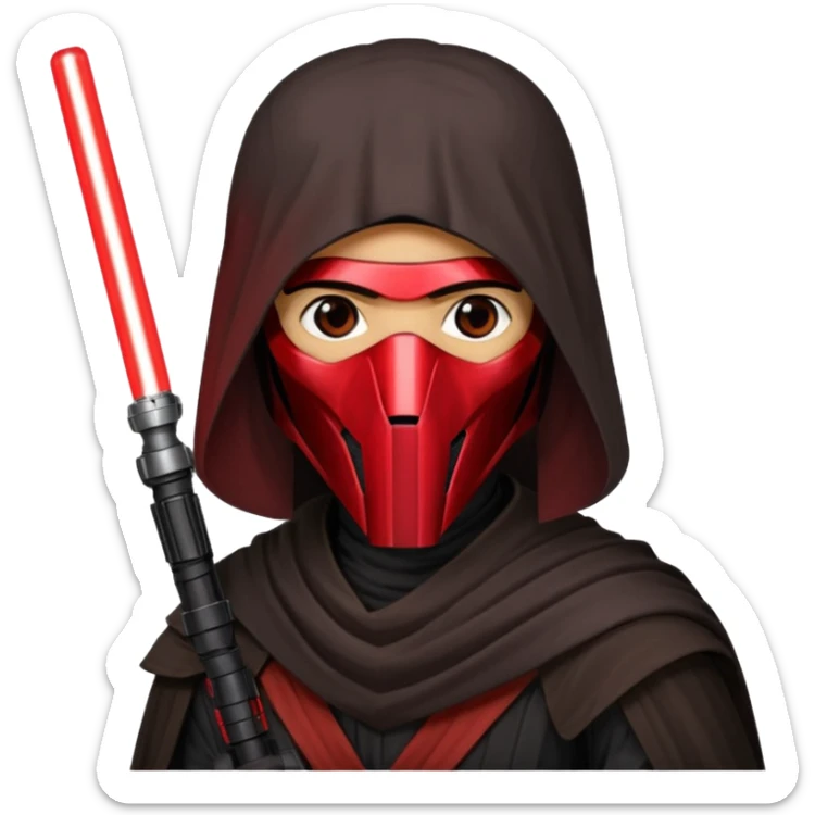 Darth Revan with his mask on holding red lightsaber mainly face shot not as much body sticker