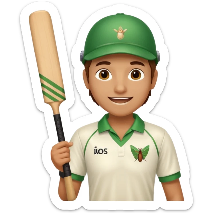 A person celebrating after winning a match of cricket sticker