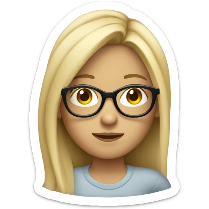 A blonde girl with long hair and glasses sticker