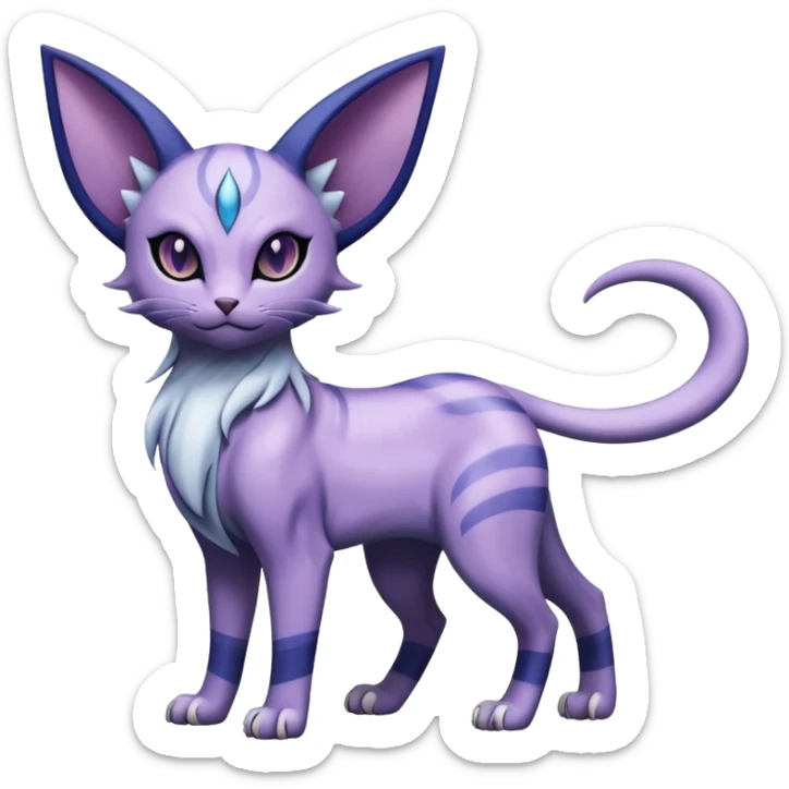 Dusky Purple-Navy Velvet-Coated Shadow-Striated Elegant Feline Absol-Espeon-hybrid-creature (full body) sticker