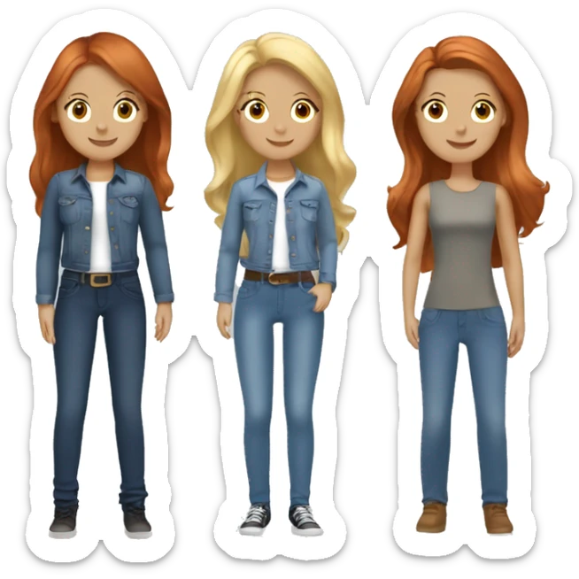 4 girls wearing jeans (2 blondes, 1 brunette & 1 redhead) sticker