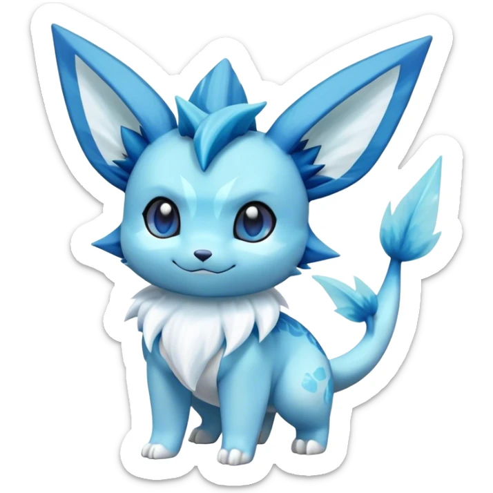Kawaii Vaporeon-Glaceon-Pokemon-Digimon-hybrid full body sticker