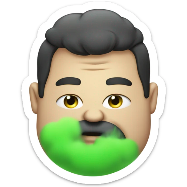 Fat guy with green smoke out of mouth bad breath sticker