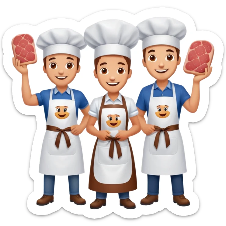 artists welcoming guests at a French  spam meat exhibition  sticker