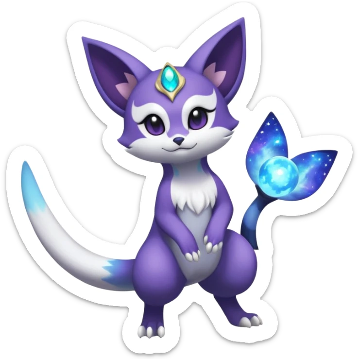 Nebula Celestial Lunar Starry Galactical Stellar Buizel-Minccino-Purrloin-Lunala-Meowstic-hybrid-fusion-creature (full body) sticker