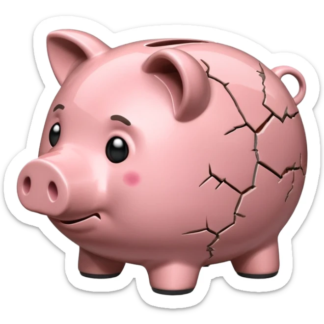emoji of sad piggy bank, right view sticker