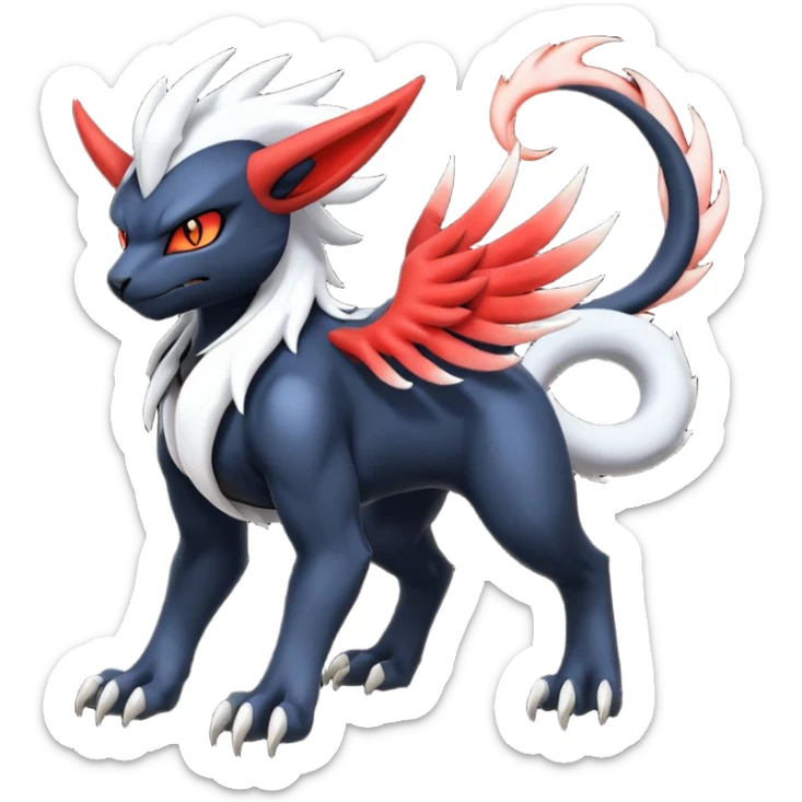 Handsome cool badass edgy Absol-Litten-Darkrai-Giratina-Yveltal-Pokémon-Fakémon-fusion-hybrid-creature sticker