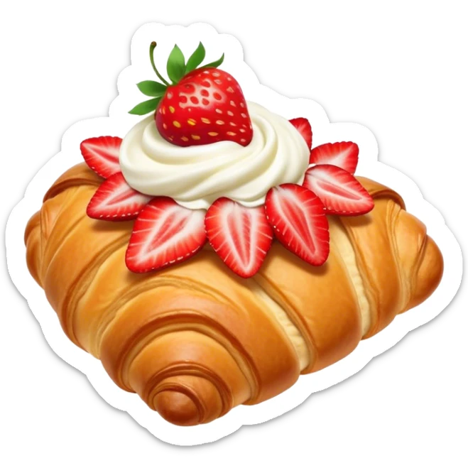 Brioche croissant filled with creamy mascarpone and strawberries sticker