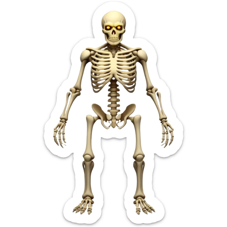 Eren Jeager's Founder Titan, skeletal giant with ribs showing, glowing eyes sticker