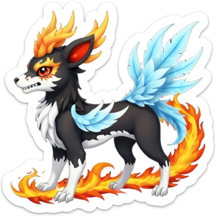 Volcanic Blazing Fiery Evil Skeletal Beaky Feathery Hot Cool Houndoom-Gryphon-Vaporeon-Flareon-fusion (full body) sticker