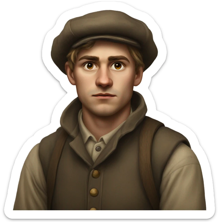 25 year old peasant during the 1917 revolution in russia photorealistic serious sticker
