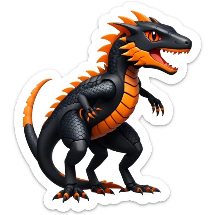 Modern Futuristic Scaly Cyber-Salandit-Litten-Hybrid (Full body) sticker