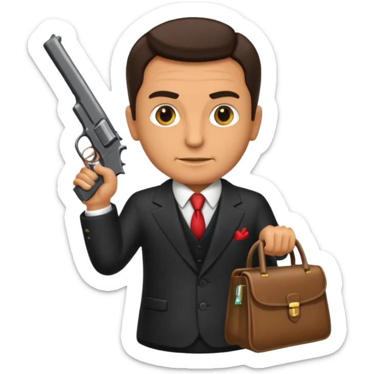 A rich mafia holding a gun on his hand and a bag of money sticker