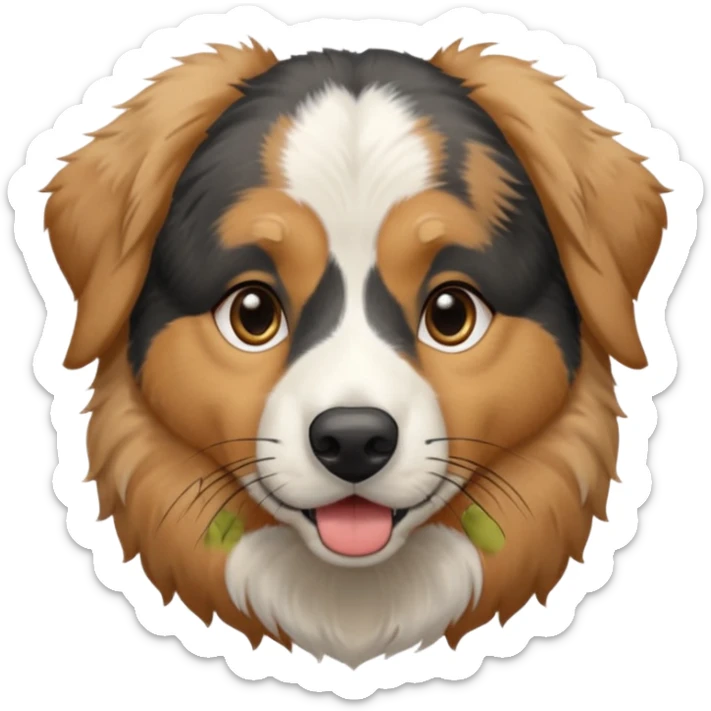 Australian Shepherd golden retriever tan eyebrows around nose and mouth black and grey fur on chest and everywhere else.  sticker
