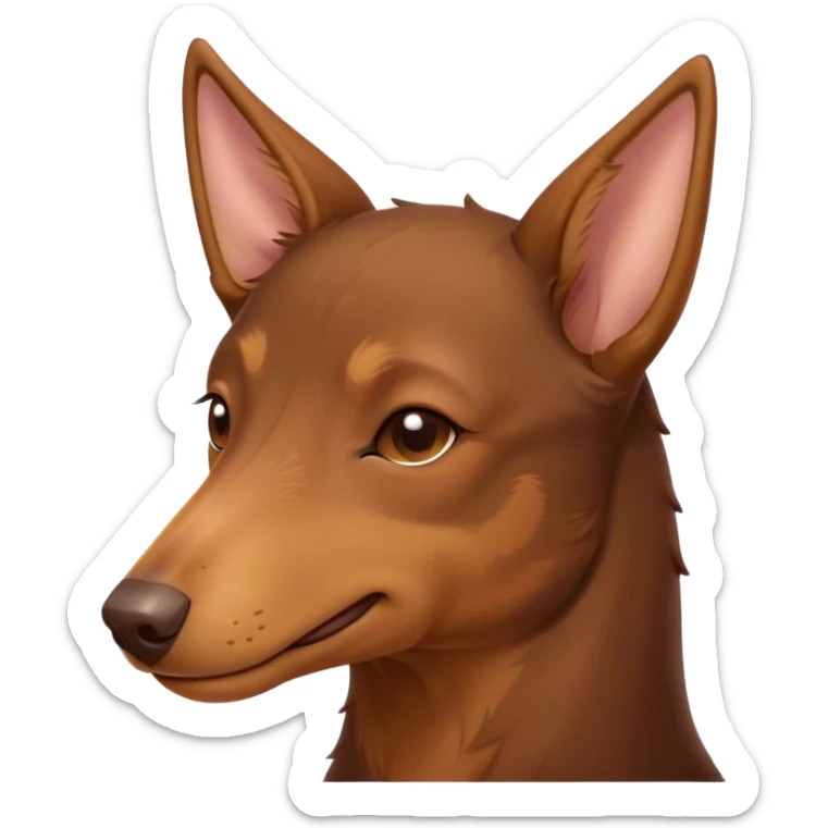 Meme-Worthy Cute Sleeping Brown and Tan Kelpie Portrait Emoji, Head resting peacefully with a contented smile, showcasing a delightfully agile build and a luxuriously soft brown and tan Fur, eyes shut in a serene nap, Simplified yet hilariously adorable features, highly detailed, glowing with a soft, drowsy light, high shine, relaxed and utterly lovable, stylized with an air of playful laziness, bright and heartwarming, soft glowing outline, capturing the essence of a comically sleepy herder, so meme-worthy it feels like it could instantly become the next viral sensation of adorable slumber! sticker