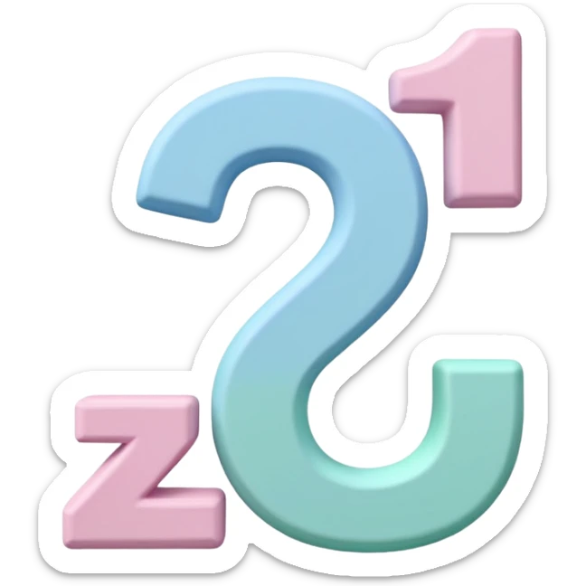 Numbers 1, 2, 3 in pastel colors (pink, blue, green), Pixar-style 3D, hand-drawn texture, soft shadow, transparent background sticker