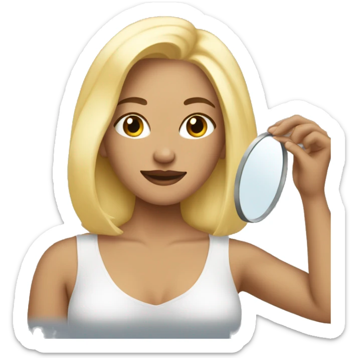 beauty woman looking in the mirror with blonde hair   sticker