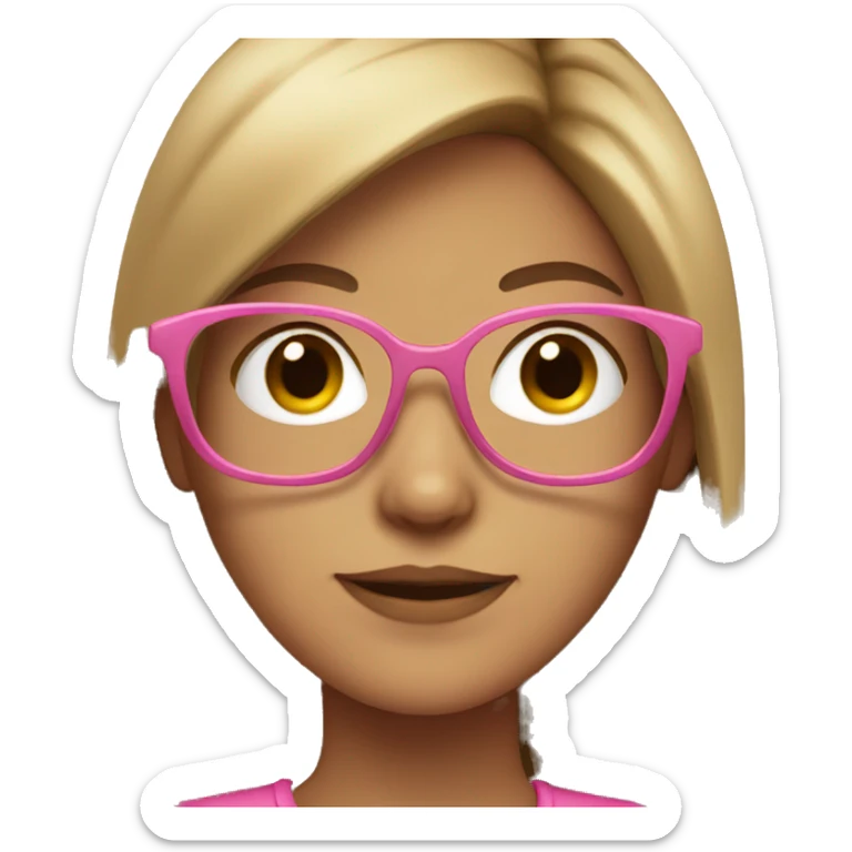 Girl with light brown hair and pink glasses sticker