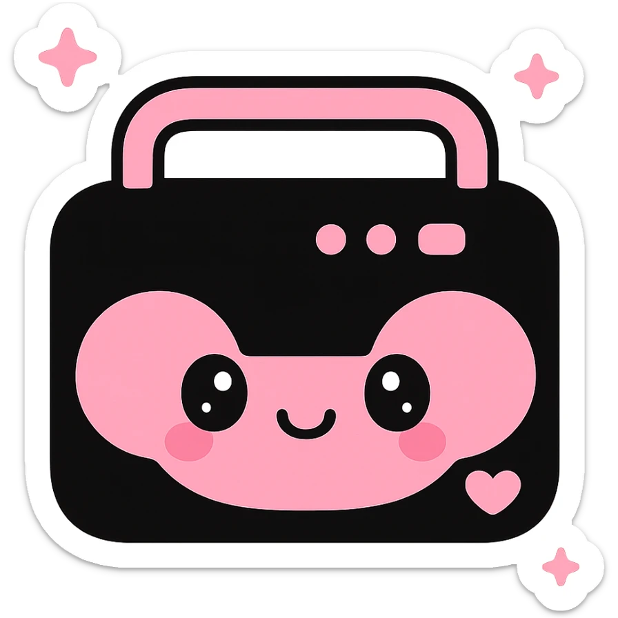 BLACKPINK-inspired object, black and pink colors, cute and charming design, Kawaii style sticker