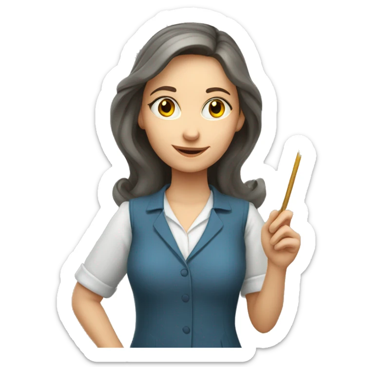 A Ukrainian female teacher holds a magic wand in her hand sticker