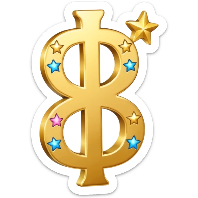 united states dollar sign with stars and hearts and sparkles sticker