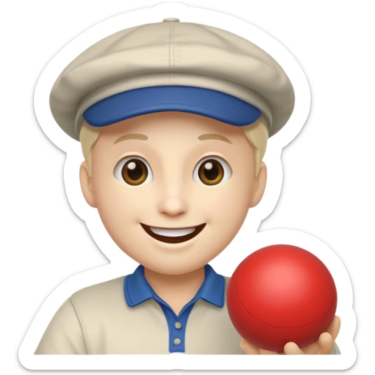 emoji joyeux avec une casquette qui joue avec une boule de pétanque sticker