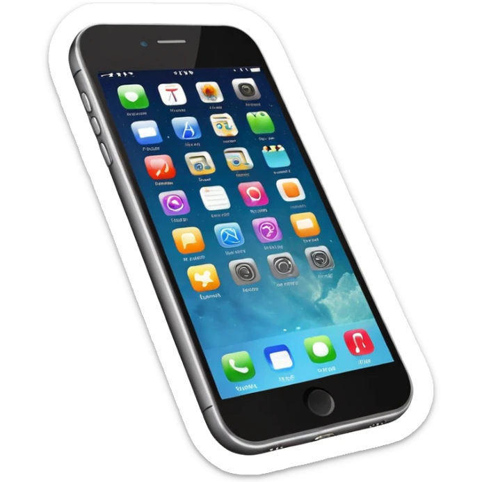 Generate a realistic emoji of a smartphone where a lot of things like data, ideas, inventions and creative stuff coming out of it sticker