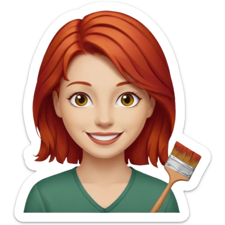 Painting Hold. Women painting smilling   Cheveux roux sticker