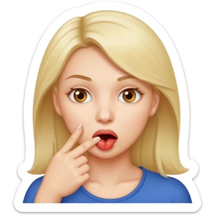 Una mujer mordiendose el dedo, sin la lengua para afuera y que el dedo este más omenos adentrod de la boca EL DEDO ADENTRO DE LA BOCA sticker