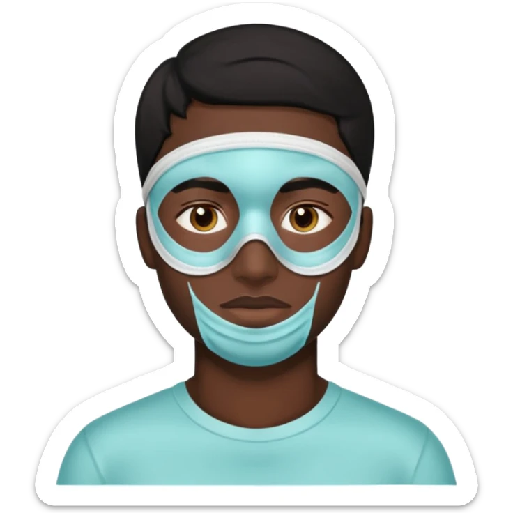 black hair man, Skincare  face mask , alovera on eyes sticker