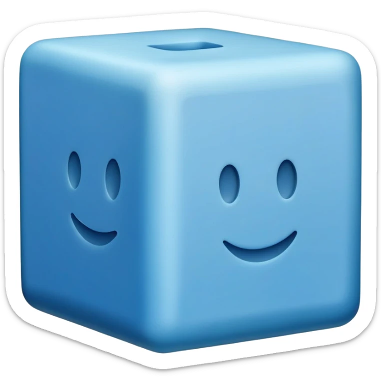 "High-res emoji of a blue rectangular foam block used in furniture (e.g. couches). Sharp-edged, slightly rough porous texture, soft to medium blue. Apple emoji style: clean, minimal, slightly glossy, realistic. Transparent background." sticker
