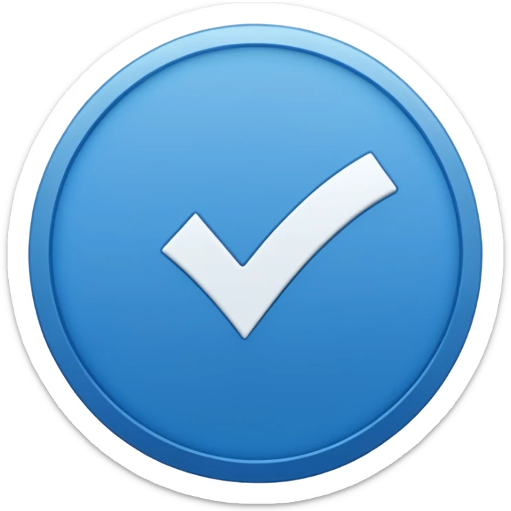 Make me an emoji that theirs a blue circle and inside of the circle is blue bot they should be a white tick inside the circle  sticker