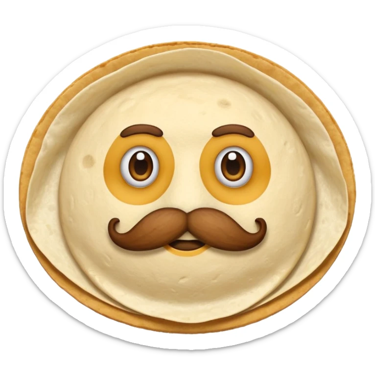 a fresh "Flying" flour tortilla football with a mustache sticker