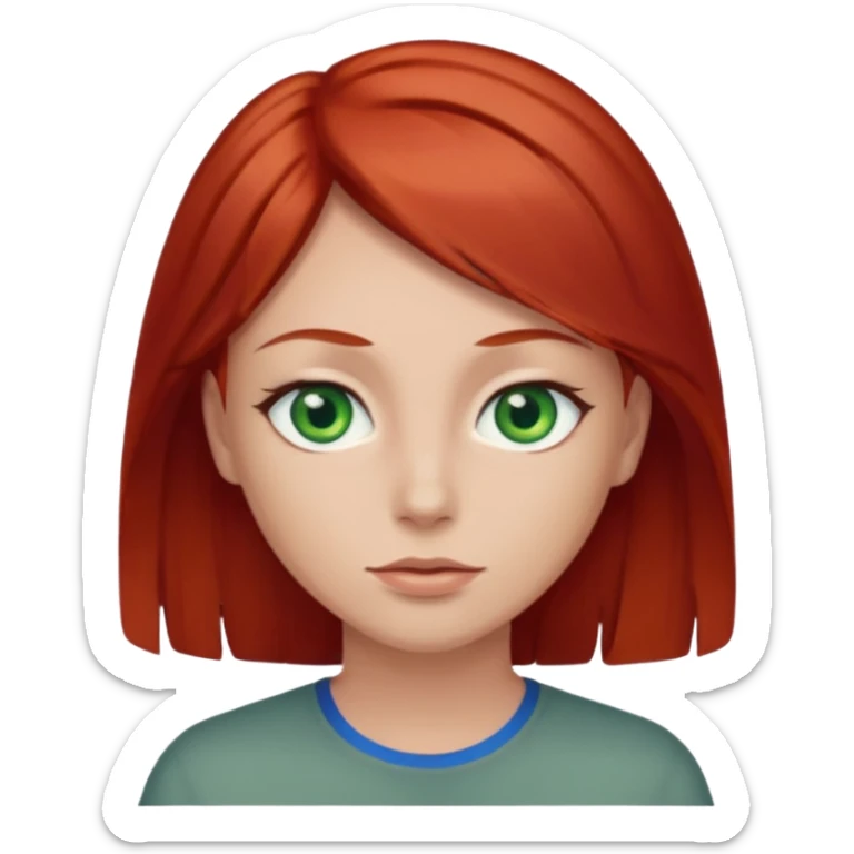 Like the first but her eye green  and blue and her hair red that brown  sticker