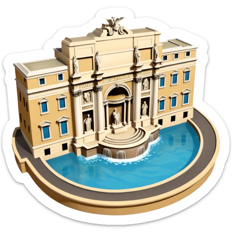 trevi fountain view from up above
no square style no frame png style 
no squared only building sticker