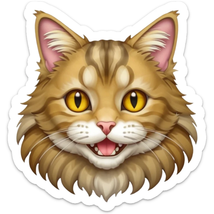 Realizza un gatto di razza maine coon con denti affilatissimi e cattivissimo sticker