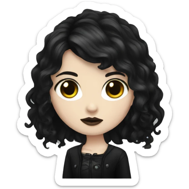 white girl, dark hair, goth style sticker