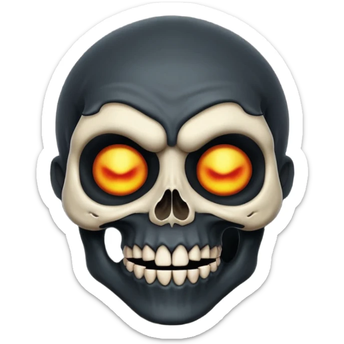 human skull face troll emojie used in ticktock reels. black in colour sticker