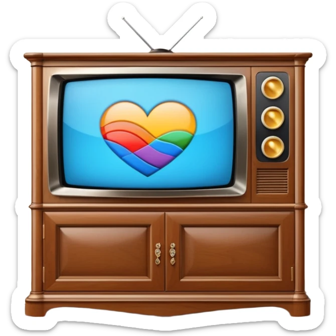 modern tv with news channel on it standing on a super luxurious cupboard sticker