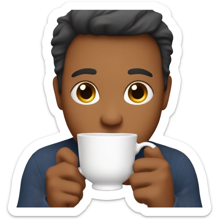 Holding a cup of tea in front of the face to hide blushing sticker