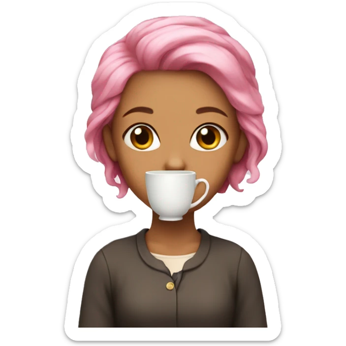  Girl that has pink hair and has a cup of tea  sticker