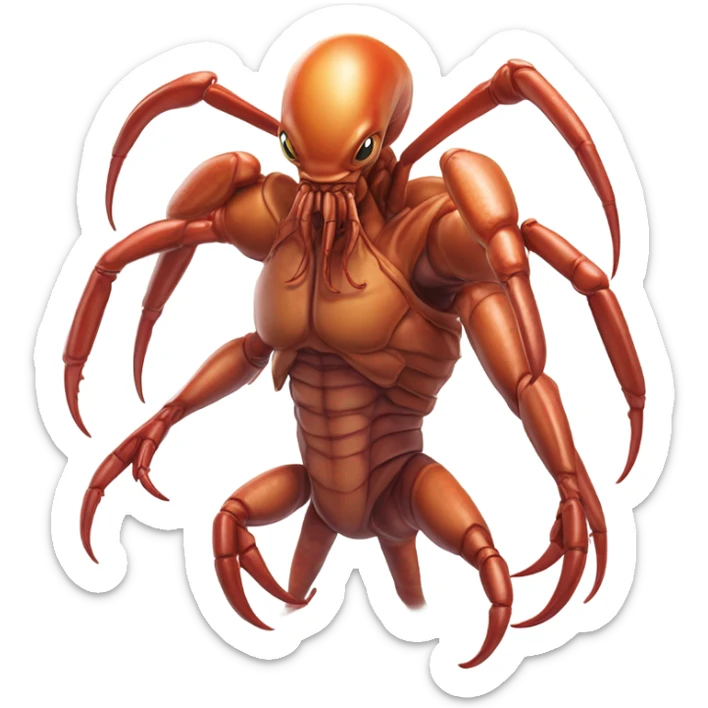 a alien male humman hybrid lobster alien military sticker
