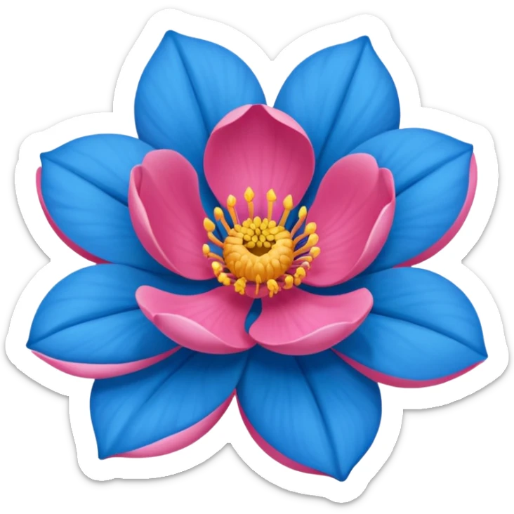 Um emoji da flor rosa vermelha tradicional só que com coloração azul sticker